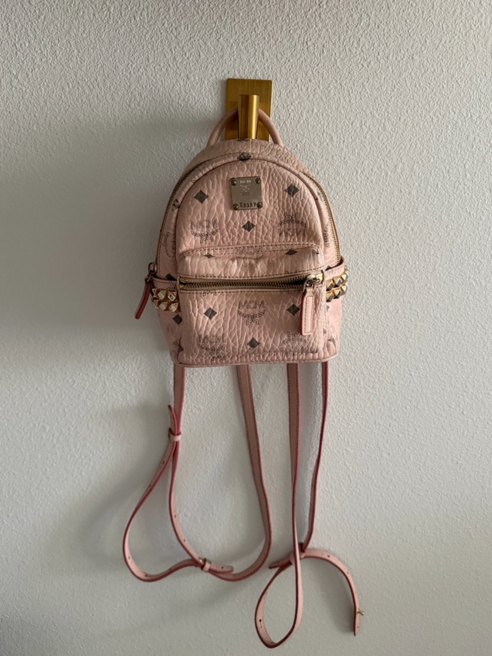 MCM Pink Studded Mini Backpack